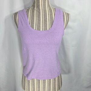 Old Navy Purple Sleeveless Scoop Neck Wide Ribbed Crop Top Size Medium